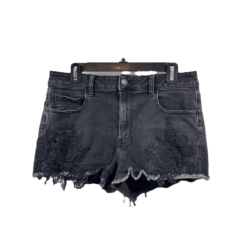 American Eagle‎ Super Super Stretch X Hi-Rise Shortie Shorts Black Size 14